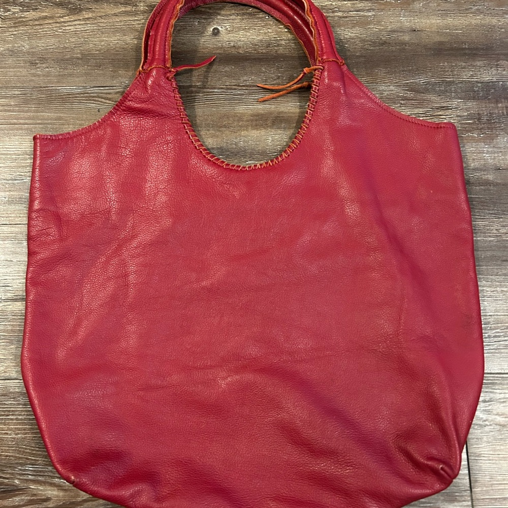 Jennifer Haley Sophisticated Shopper Large Red Leather Tote Bag